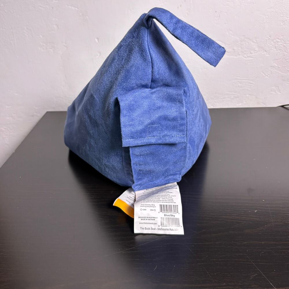 The bookseat blue beanbag chair for reading books iPad E reader comfort stand - Picture 6 of 11